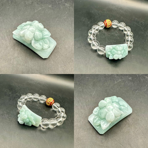 新作♡如意蓮花天珠、日高翡翠、水晶白蛇彫り、モリオン、和田玉