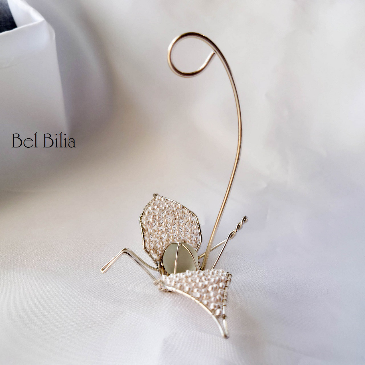 折り鶴のアクセサリースタンド【淡水真珠】