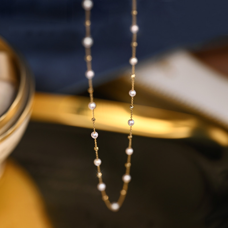 [ヘイズジュエリー] オーロラ淡水シリーズ ドリームカーテンデザイン 18Kゴールド カスミソウ型 3-3.5mm ラウンド淡水