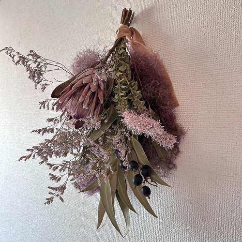 プロテア×スモークツリー】大人なダスティピンク もふもふ ドライ