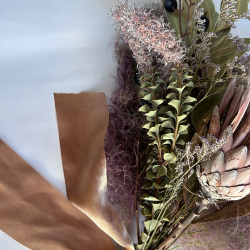 プロテア×スモークツリー】大人なダスティピンク もふもふ ドライ