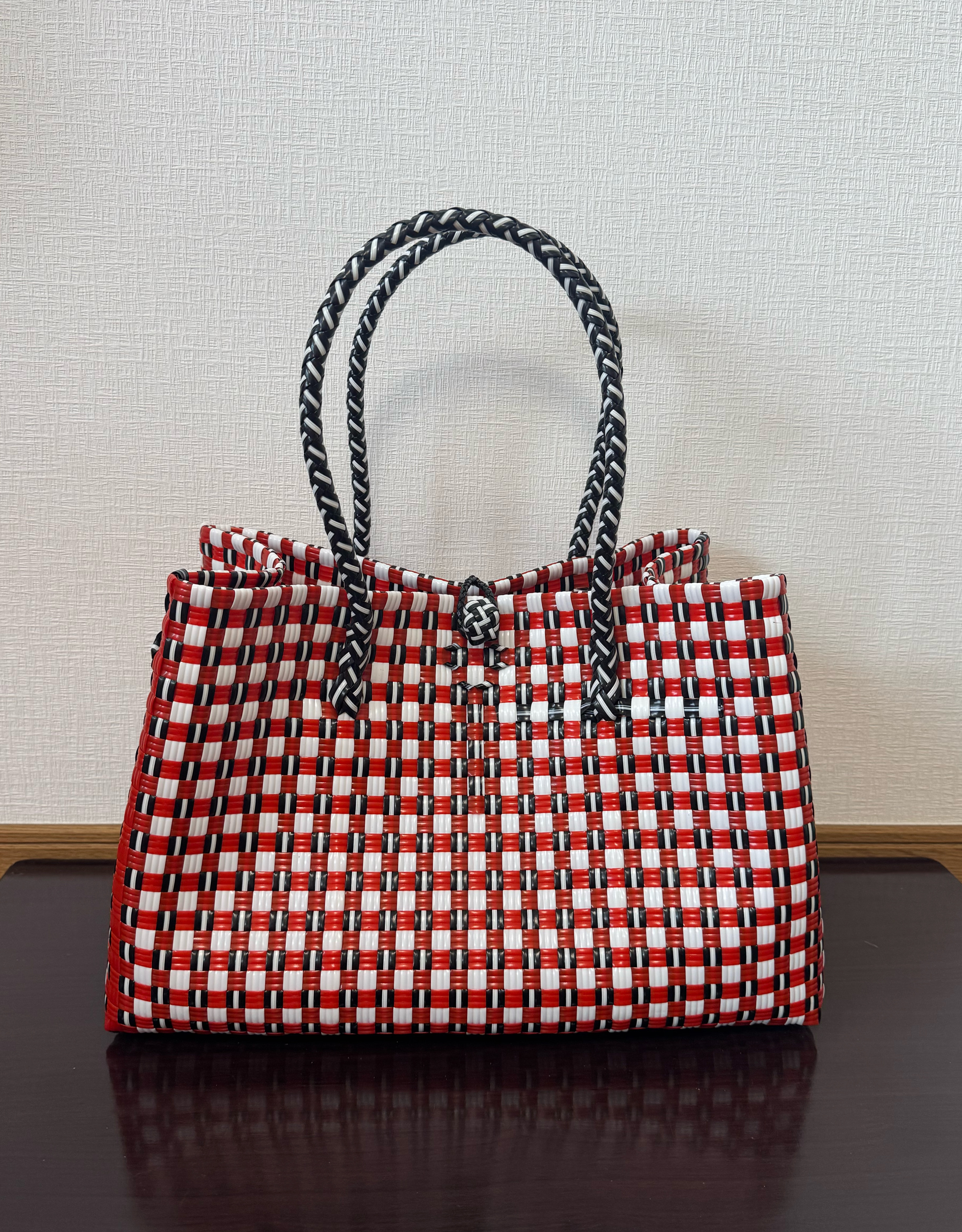 まるごと洗えるバッグ　プラカゴ　メルカド　大容量　トートバッグ　パサールバッグ　XLサイズ レッド