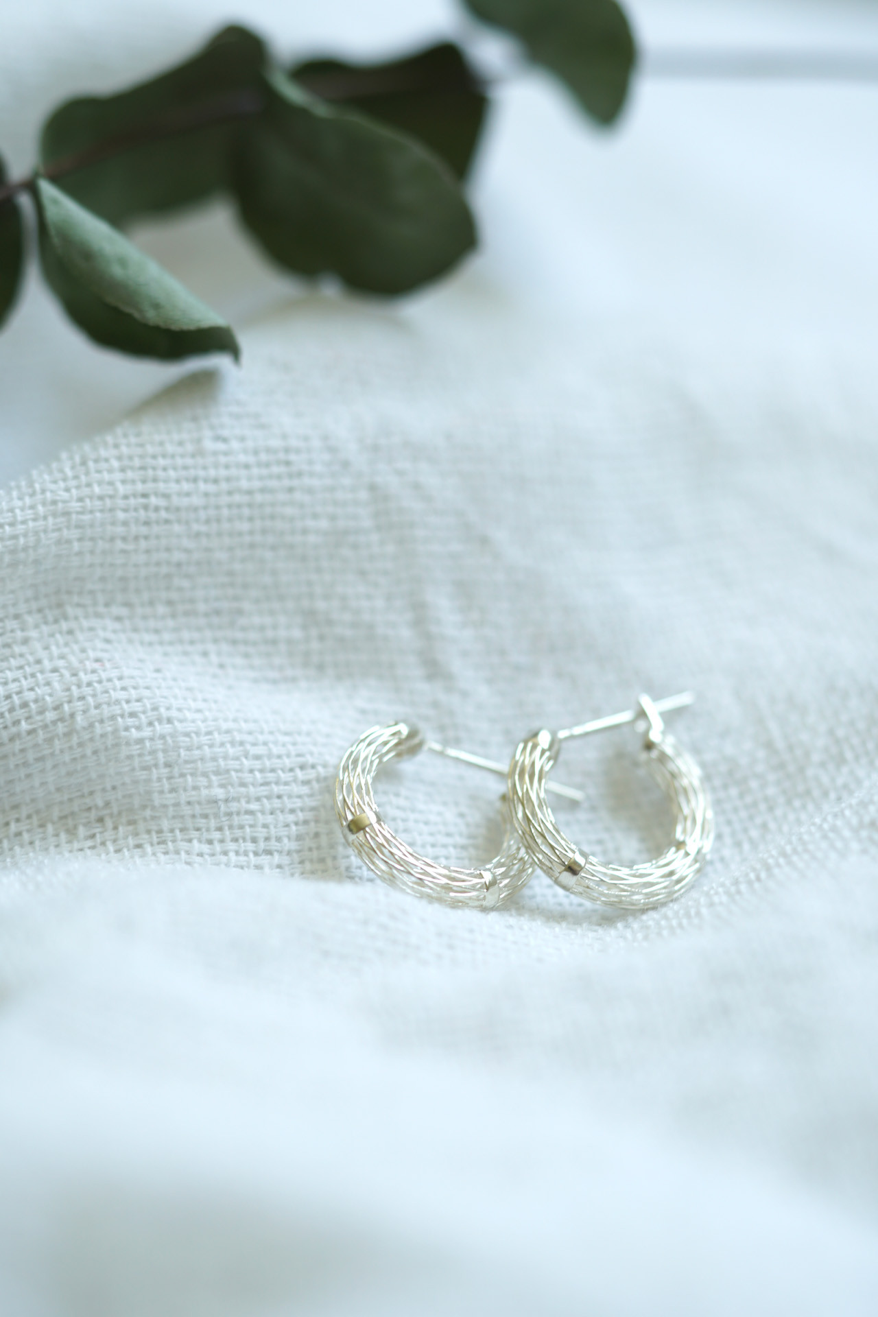 SILVER925 メッシュフープクロッシングピアス