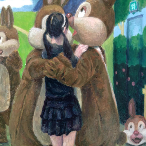 「日章兎 原画 手描きアート 兎 絵画 インテリア 木製パネル」 日章兎 原画 手描きアート 兎 絵画 インテリア 木製パネル