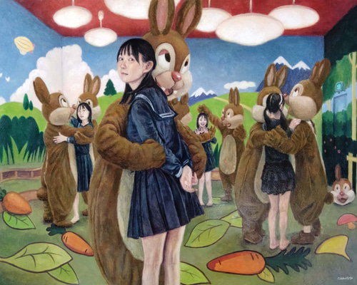 「日章兎 原画 手描きアート 兎 絵画 インテリア 木製パネル」 af3e2161a169607aac5f75afa3db1a