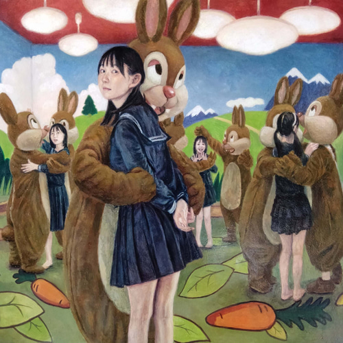 ◇【しらないせかい 巣穴の中とうさぎの中】◇絵画 原画販売 アクリル