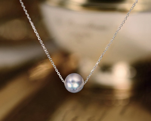 海斯珠寶】基礎單珠設計18K金路路通鏈真多麻灰日本極光Akoya 7.5-8mm