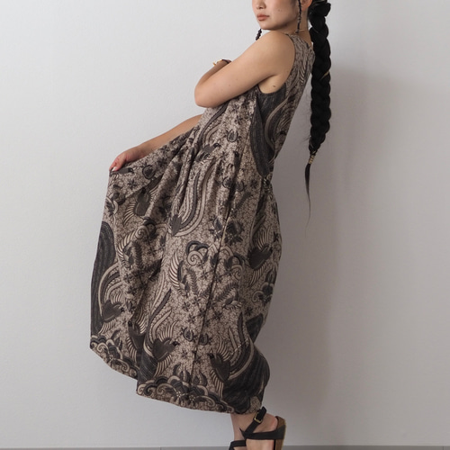 鳥柄ノースリーブバティックワンピース ワンピース isica 通販