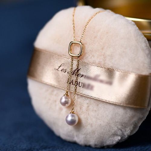 ヘイズジュエリー] 18Kゴールド ダブルビーズ Y字型 日本製オーロラ