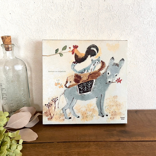 再販・ブレーメンの18cm panel ・音楽隊 タペストリー・壁掛け