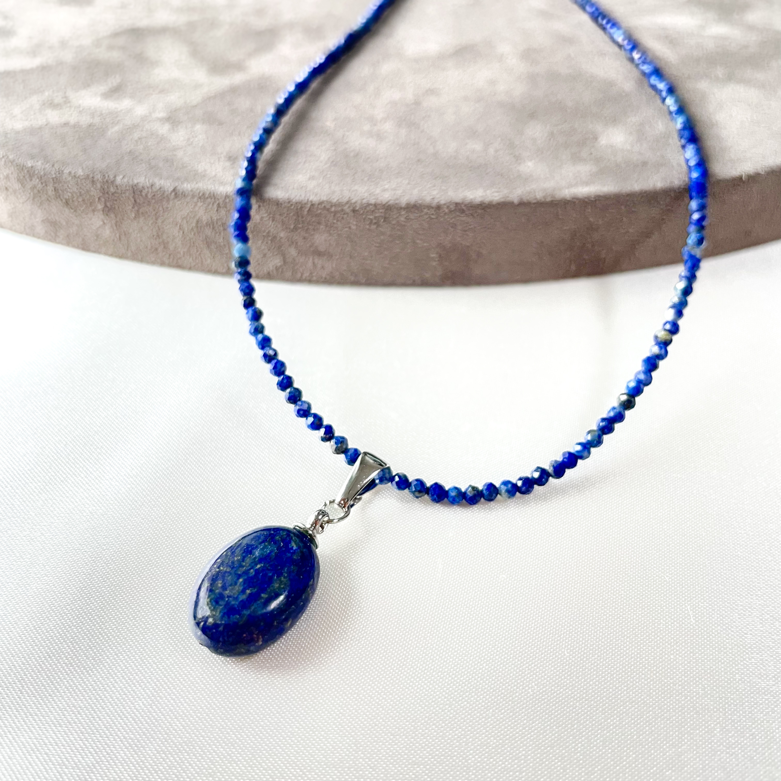 ラピスラズリネックレス*取り外し可能トップ付き*オーバル 5,214円