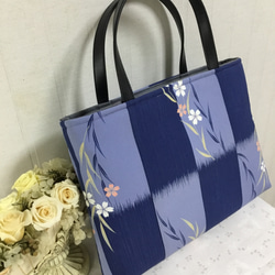 花ぷらら・洋服でも着物でも使える・ハンドメイド・リメイク・がま口バック・帯・光沢 花ぷらら・オリジナル・洋服でも着物でも使える・ハンドメイド