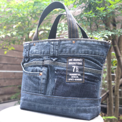 №741【DENIM✖️PVC CLEAR TOTE BAG❤️】両面可愛いデニムリメイク✨miniポーチ付き 6枚目の画像