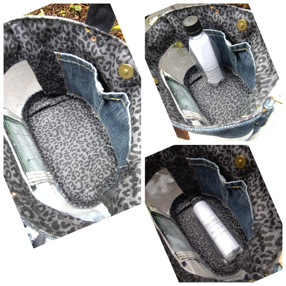 №741【DENIM✖️PVC CLEAR TOTE BAG❤️】両面可愛いデニムリメイク✨miniポーチ付き 10枚目の画像