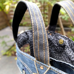№741【DENIM✖️PVC CLEAR TOTE BAG❤️】両面可愛いデニムリメイク✨miniポーチ付き 8枚目の画像