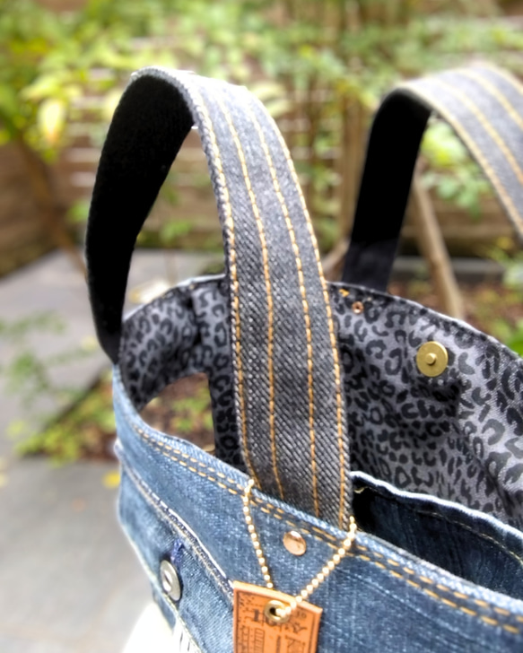 №741【DENIM✖️PVC CLEAR TOTE BAG❤️】両面可愛いデニムリメイク✨miniポーチ付き 8枚目の画像
