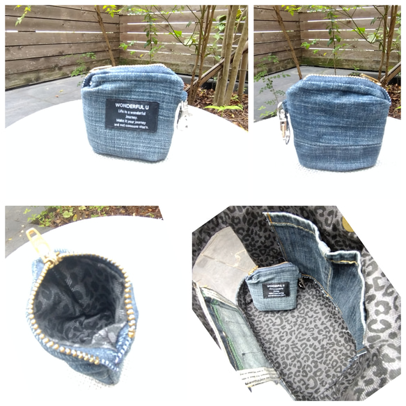 №741【DENIM✖️PVC CLEAR TOTE BAG❤️】両面可愛いデニムリメイク✨miniポーチ付き 14枚目の画像