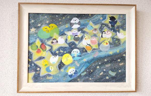 インコ 絵画 手描き 大型 額縁 インコ 絵画 手描き 大型 額縁 インコ 絵画 手描き 大型 額縁