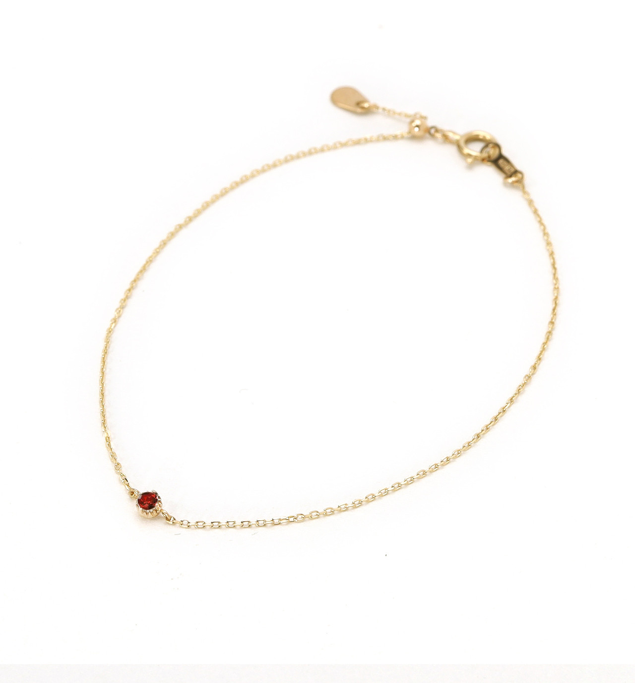 1月誕生石 K10 ガーネットの一粒ブレスレット ~Petela~ (K18 変更可能)