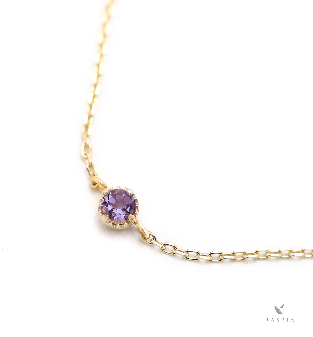 2月誕生石 K10 アメジストの一粒ブレスレット ~Petela~ (K18 変更可能)