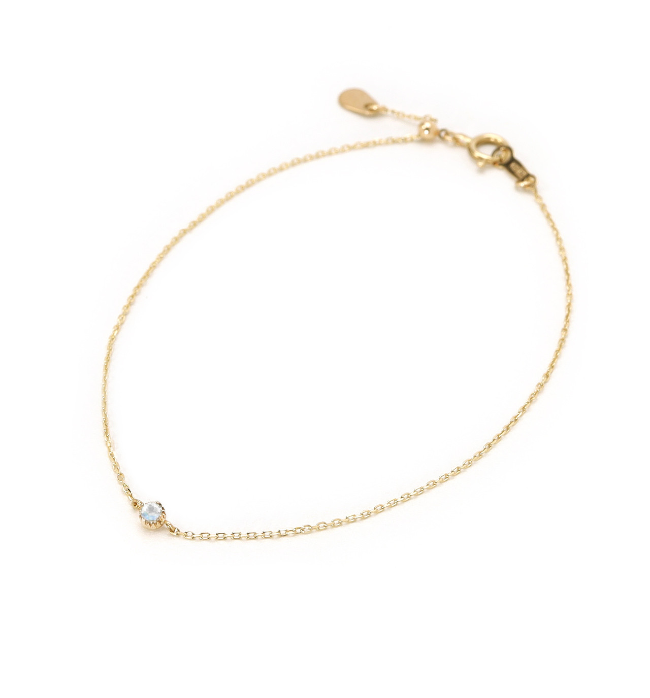 6月誕生石 K10 ロイヤルブルームーンストーンの一粒ブレスレット ~Petela~ (K18 変更可能)