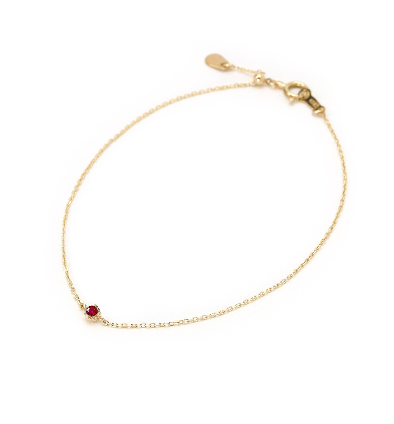 8月誕生石 K10 レッドスピネルの一粒ブレスレット ~Petela~ (K18 変更可能)