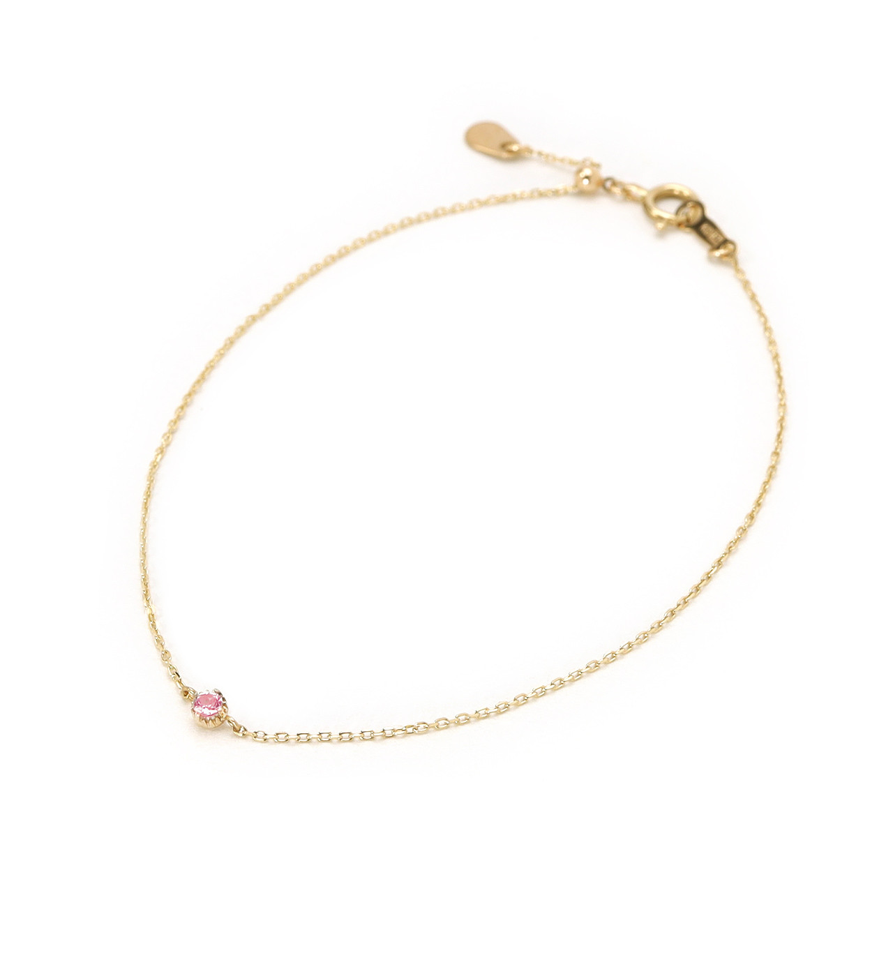 8月誕生石 K10 ピンクスピネルの一粒ブレスレット ~Petela~ (K18 変更可能)