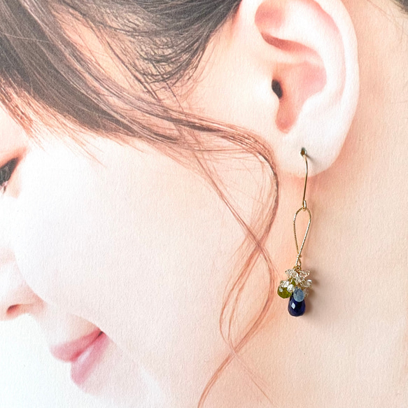 [14kgf]サファイアピアス 4枚目の画像