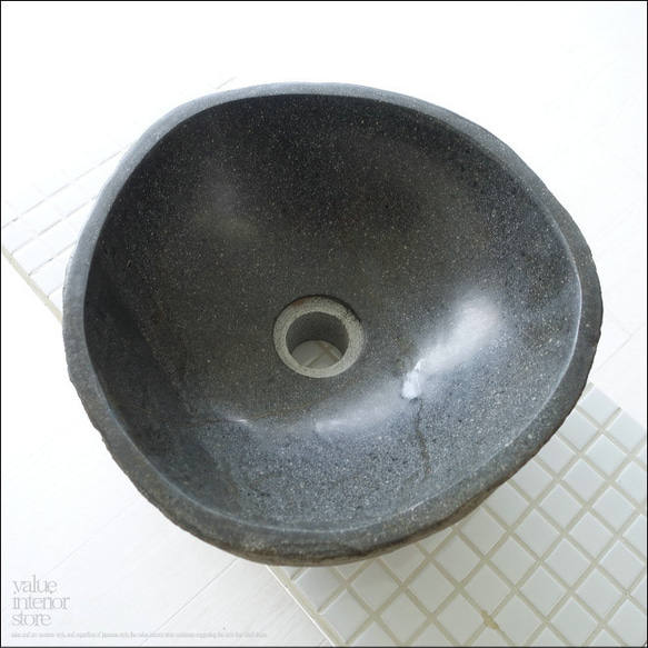 手洗鉢 自然石 洗面ボウルS-A01 洗面器 手洗いボウル 天然石 ウォッシュボウル 洗面資材 トイレ用 W31cm 3枚目の画像