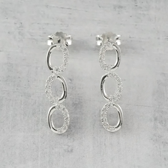 SV925製CZ付3連ピアス 1ペア 0020405SVE