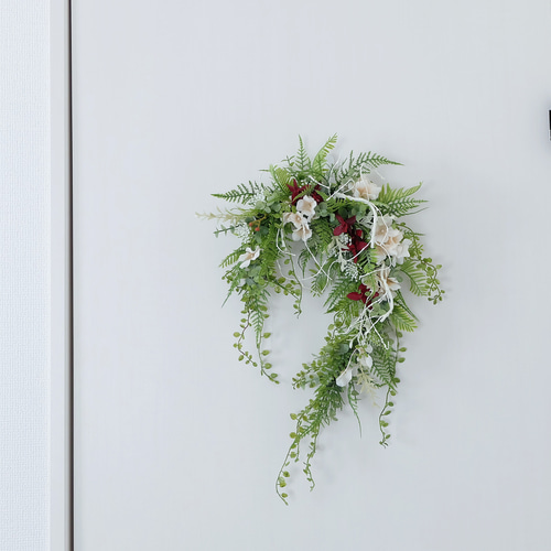 グリーンが揺れる夏の馬蹄リース（アーティフィシャルフラワー55cm