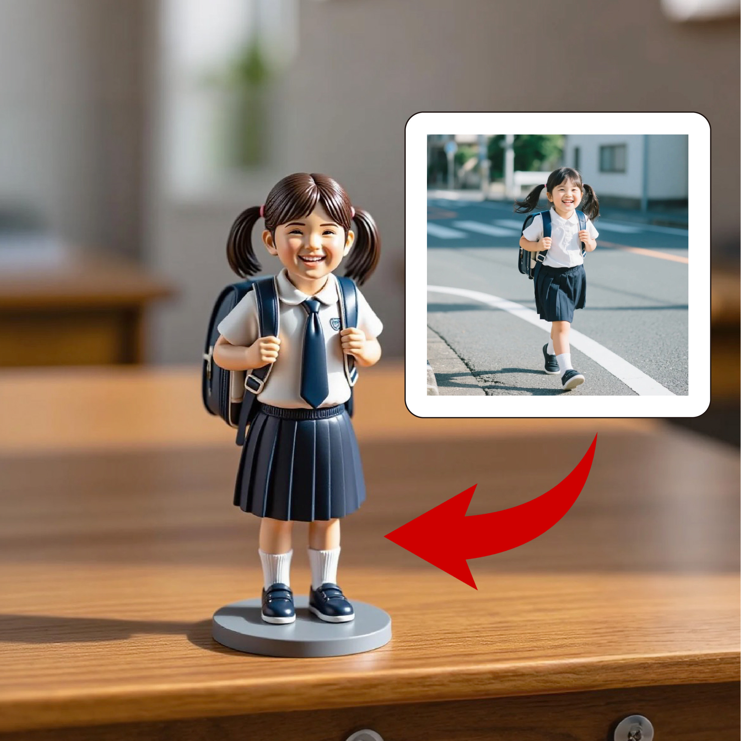 女の子 制服 かばん 「入学式」オーダーメイド フィギュア｜写真から作る似顔絵人形