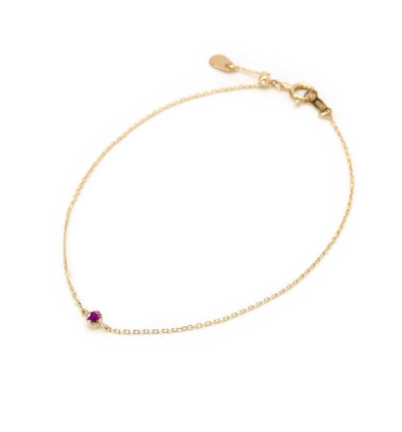 1月誕生石 K10 ロードライトガーネットの一粒ブレスレット ~Petela~ (K18 変更可能) 22,275円