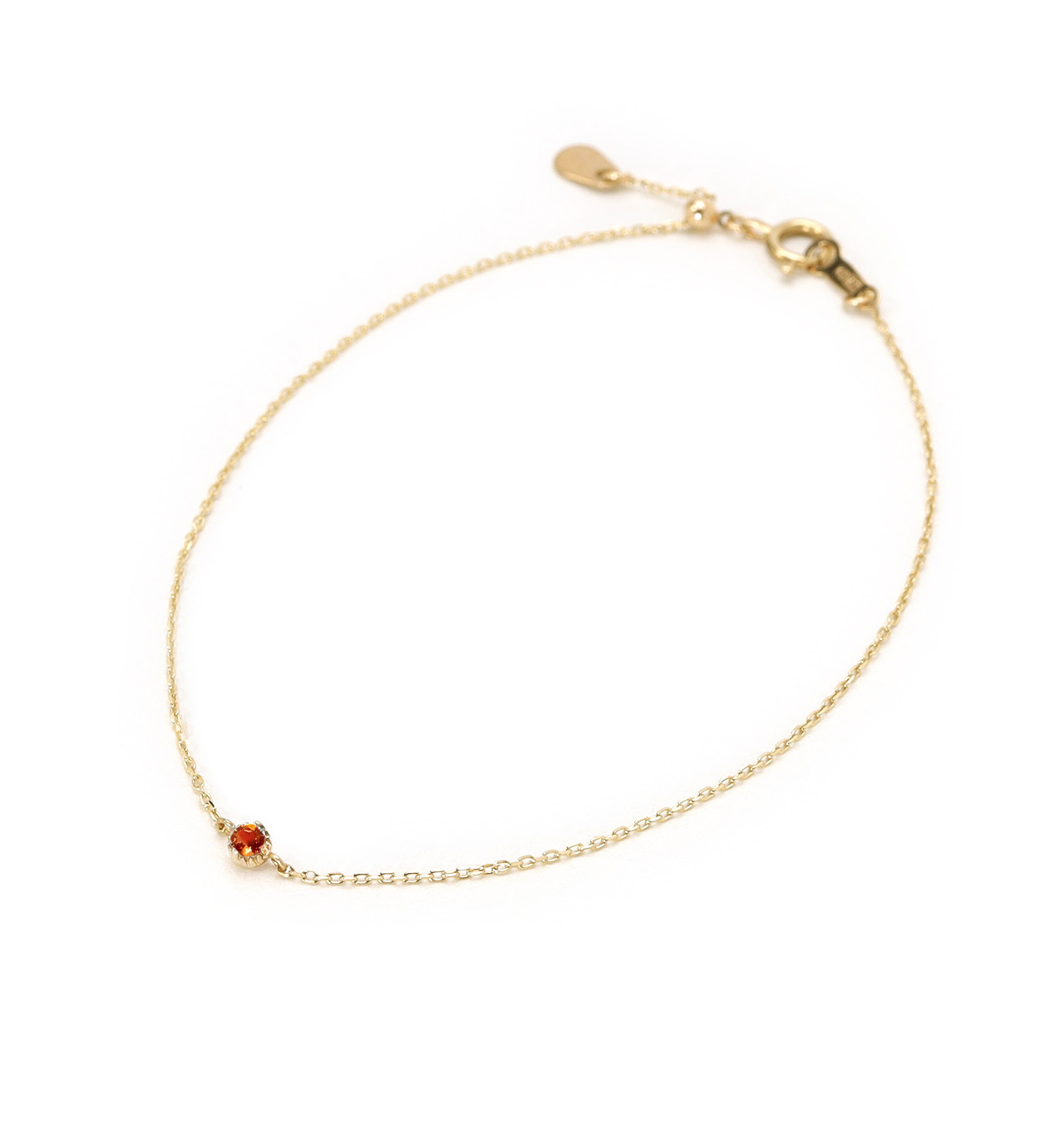 1月誕生石 K10 スペサルティンガーネットの一粒ブレスレット ~Petela~ (K18 変更可能)