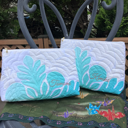 パンの木の大きめしかくいポーチ　受注製作 2枚目の画像