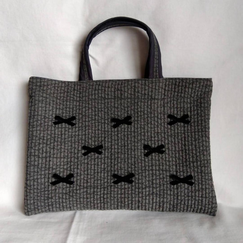 ☆レッスンバッグS☆ ハート刺繍 ダークグレー ヌビバッグ トート