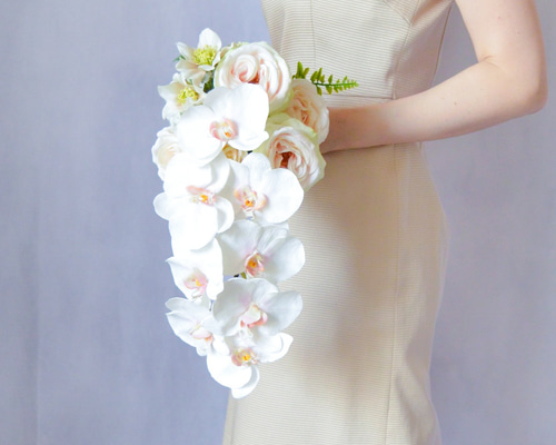 胡蝶蘭とバラのブーケ】ウエディングブーケ、アーティフィシャル