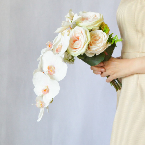 胡蝶蘭とバラのブーケ】ウエディングブーケ、アーティフィシャル