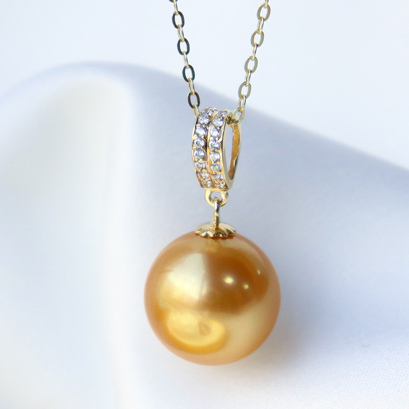 【La Corser】True Loveシリーズ 天然海水 10-14mm 南洋ゴールドビーズペンダントネックレス 18Kゴール 18,176円