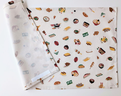 ハンドメイド ランチョンマット オーダー ページ 受注製作】《サイズオーダー可》一枚仕立ての食べ物柄ランチョンマット