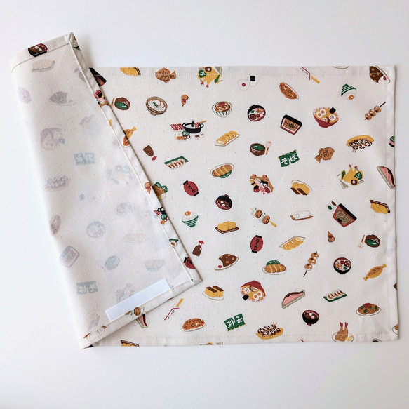 受注製作】《サイズオーダー可》一枚仕立ての食べ物柄ランチョンマット