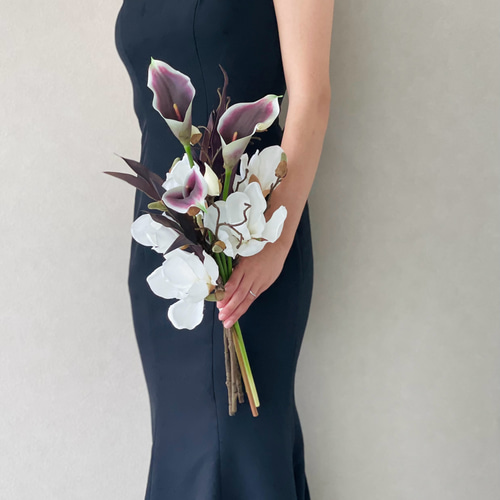 マグノリア×カラー♪アームブーケ 造花 ウェディングブーケ ブートニア