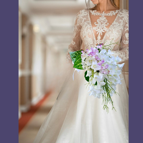 上質 ウェディングブーケ デンファレ アームブーケ 造花ブーケ ブーケ