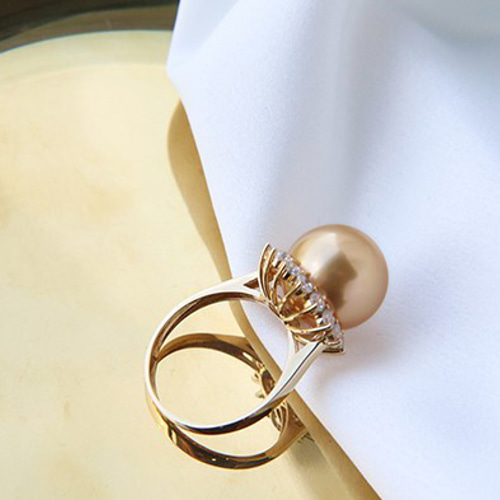 La Corser】輸入 10-13mm 南洋ゴールドパール 天然海水パールリング