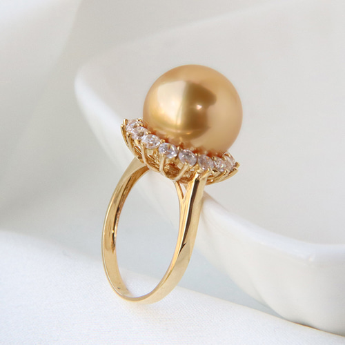 La Corser】輸入 10-13mm 南洋ゴールドパール 天然海水パールリング