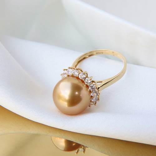 La Corser】輸入 10-13mm 南洋ゴールドパール 天然海水パールリング