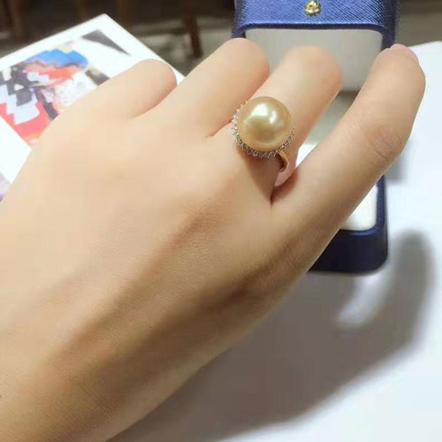 La Corser】輸入 10-13mm 南洋ゴールドパール 天然海水パールリング