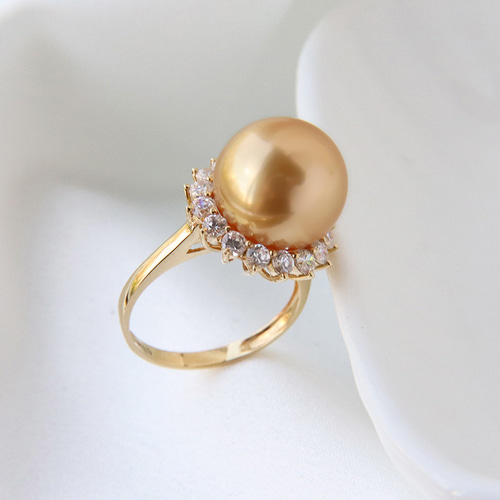La Corser】輸入 10-13mm 南洋ゴールドパール 天然海水パールリング