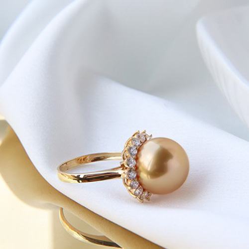 La Corser】輸入 10-13mm 南洋ゴールドパール 天然海水パールリング