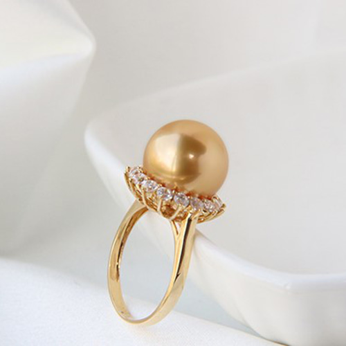La Corser】輸入 10-13mm 南洋ゴールドパール 天然海水パールリング